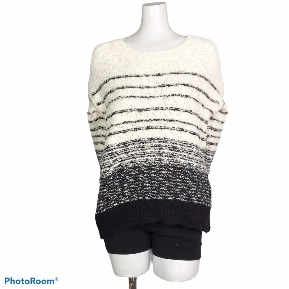Vince black and white striped wool blend sweater